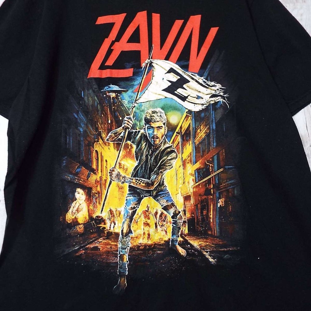 Zayn Malik Official Concert Black Graphic Zombies T-Shirt Mens Small